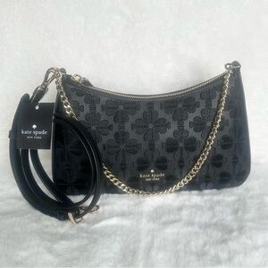 Kate Spade Black Floral Embroidered Flower Crossbody / Handbag